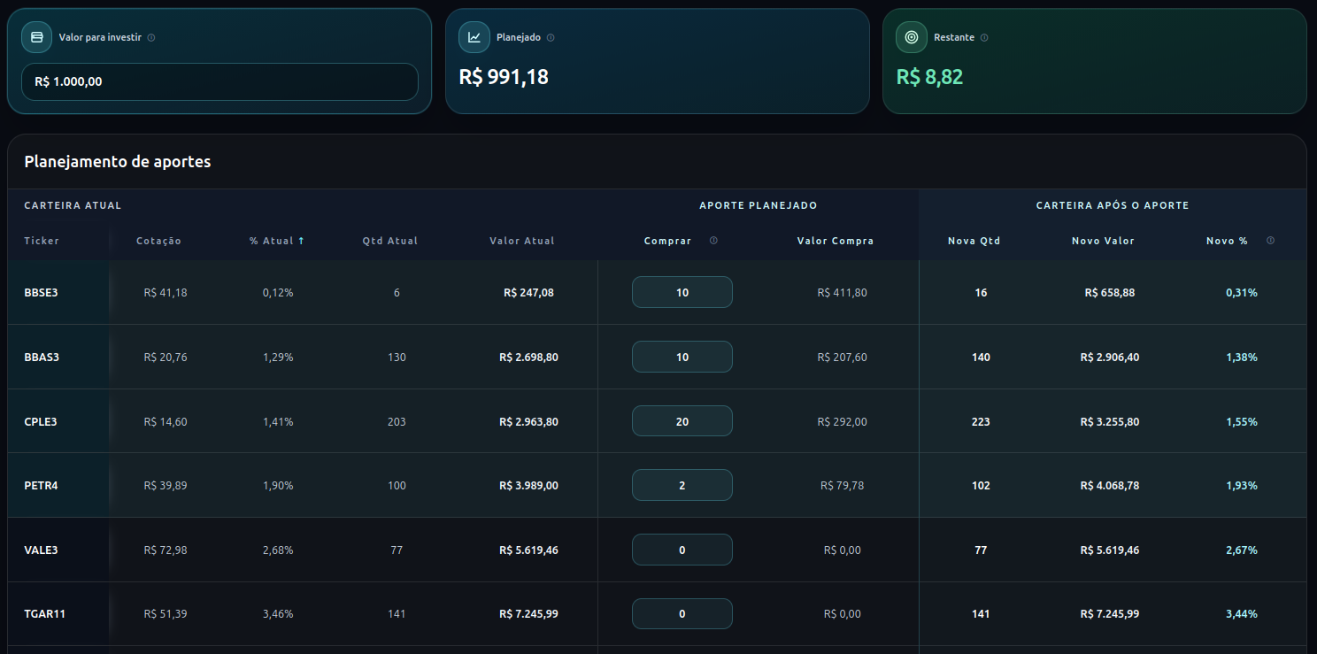 Preview do Planejador de Aportes